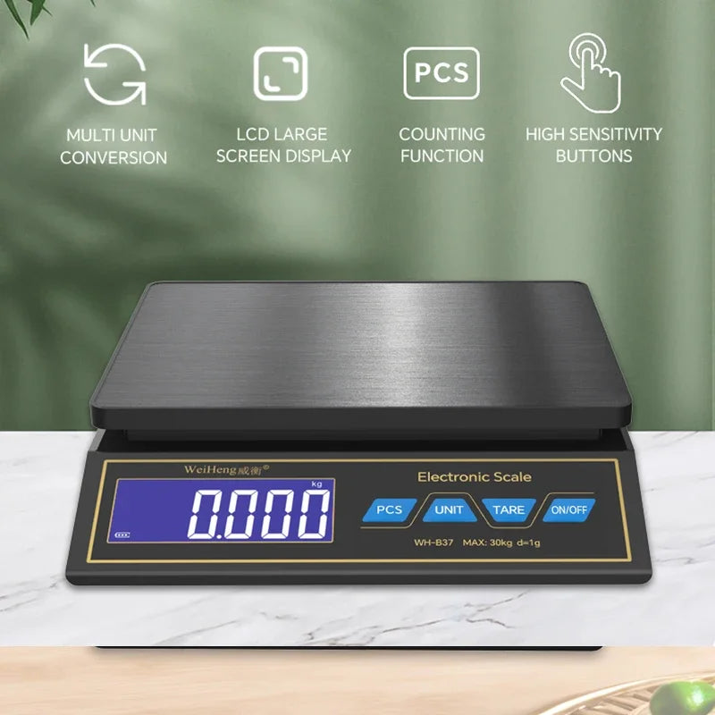30kg Digital Kitchen Scale – 1g Precision & USB-C Rechargeable