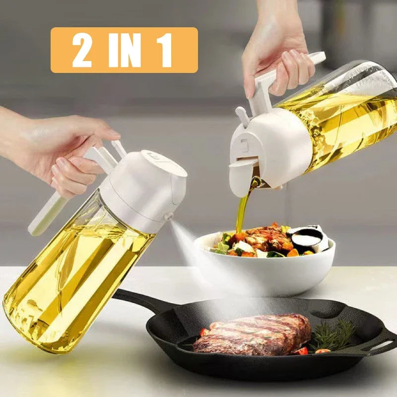 2-in-1 Glass Oil Sprayer & Dispenser – 470ml Cooking Bottle