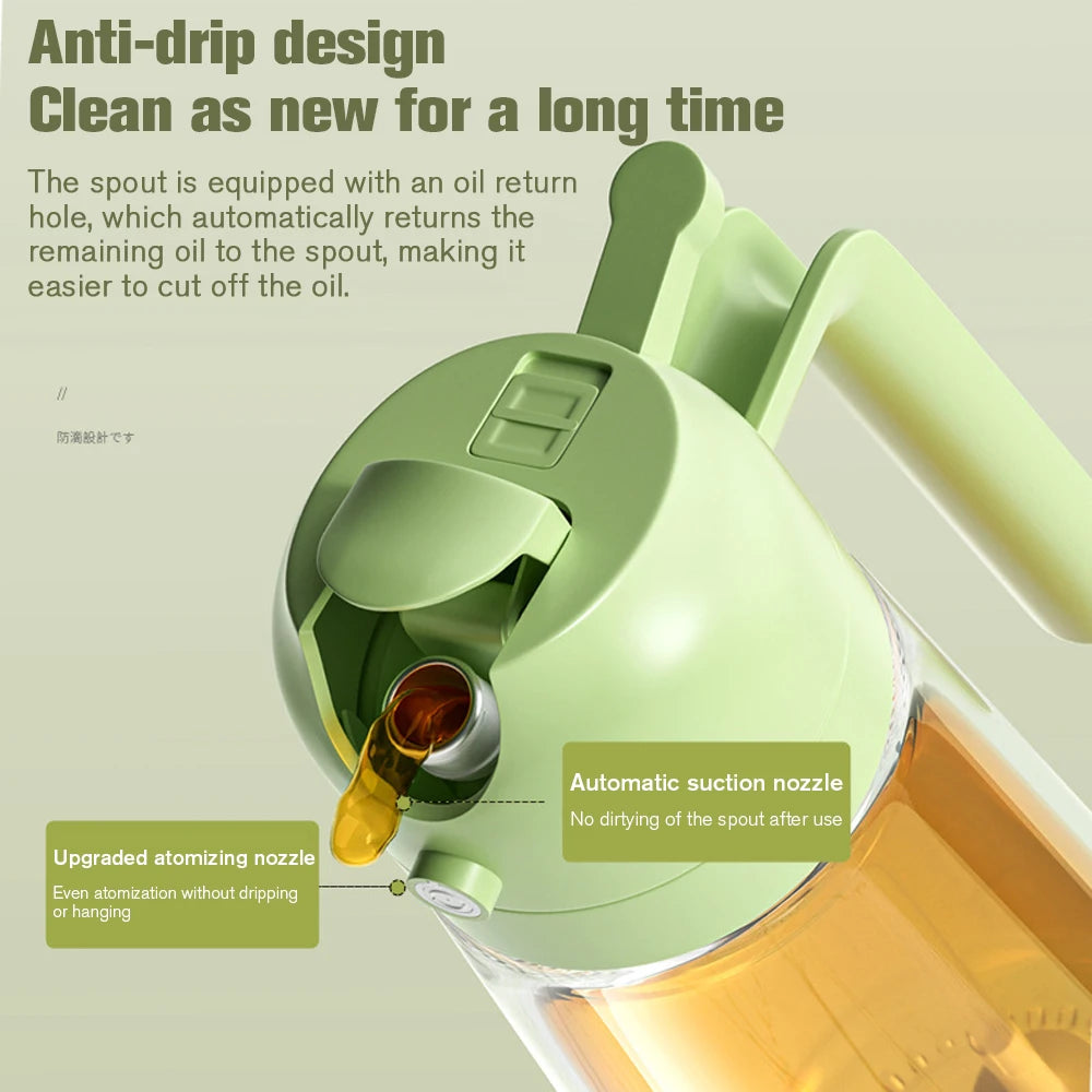 2-in-1 Glass Oil Sprayer & Dispenser – 470ml Cooking Bottle