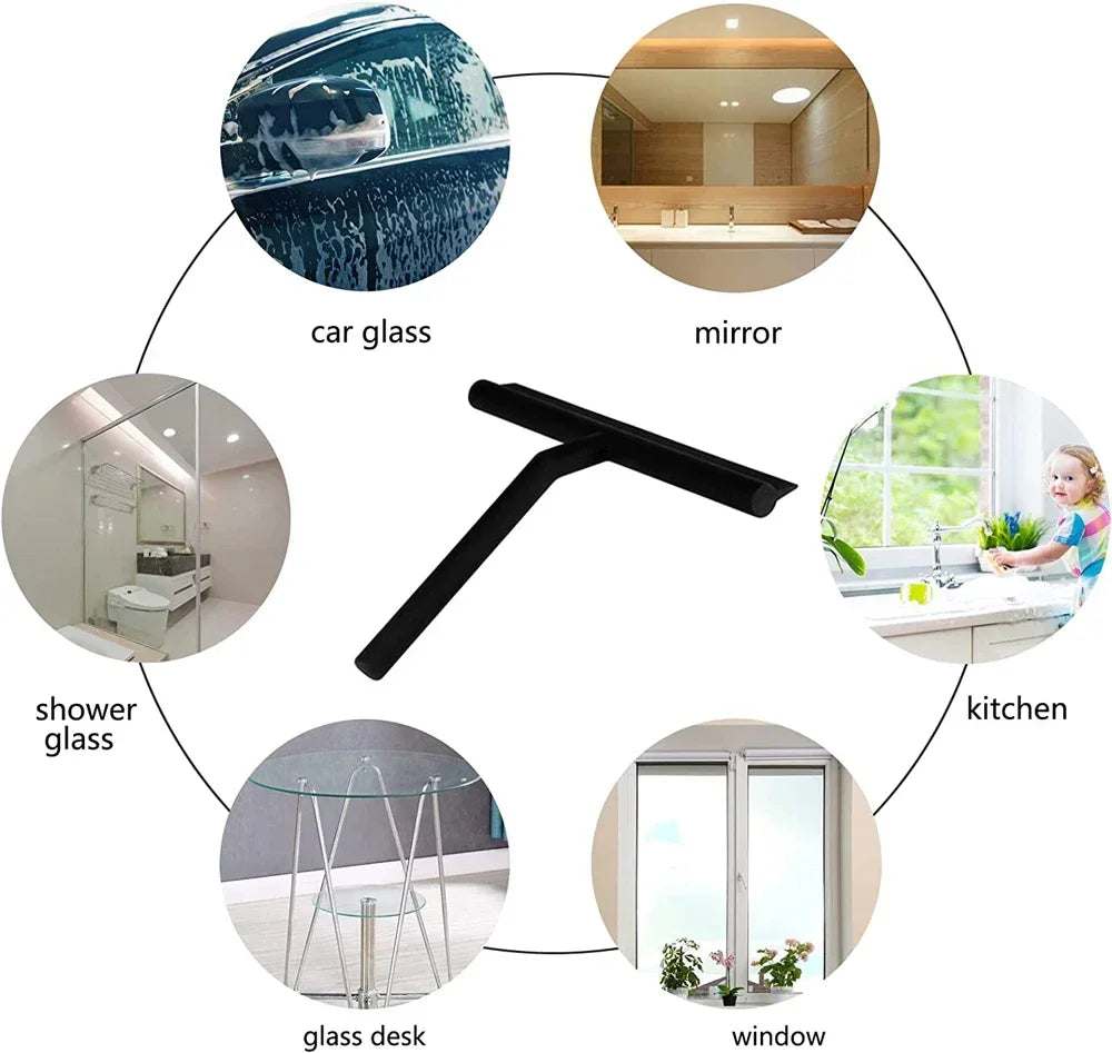 Silicone Shower Squeegee – Glass & Mirror Cleaner with Holder