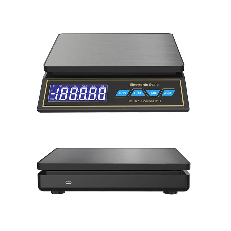 30kg Digital Kitchen Scale – 1g Precision & USB-C Rechargeable