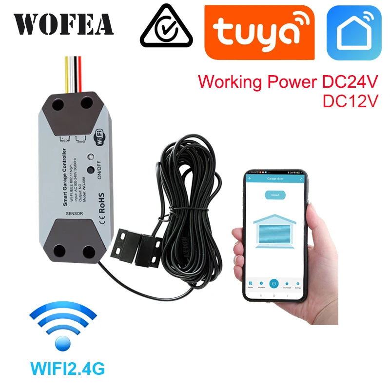 WiFi Smart Garage Door Opener – App & Voice Control