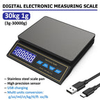 30kg Digital Kitchen Scale – 1g Precision & USB-C Rechargeable