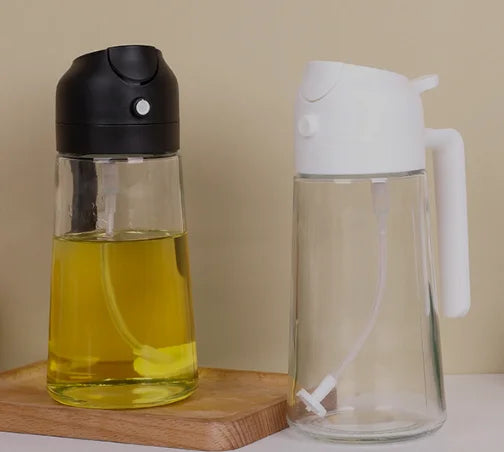 2-in-1 Glass Oil Sprayer & Dispenser – 470ml Cooking Bottle