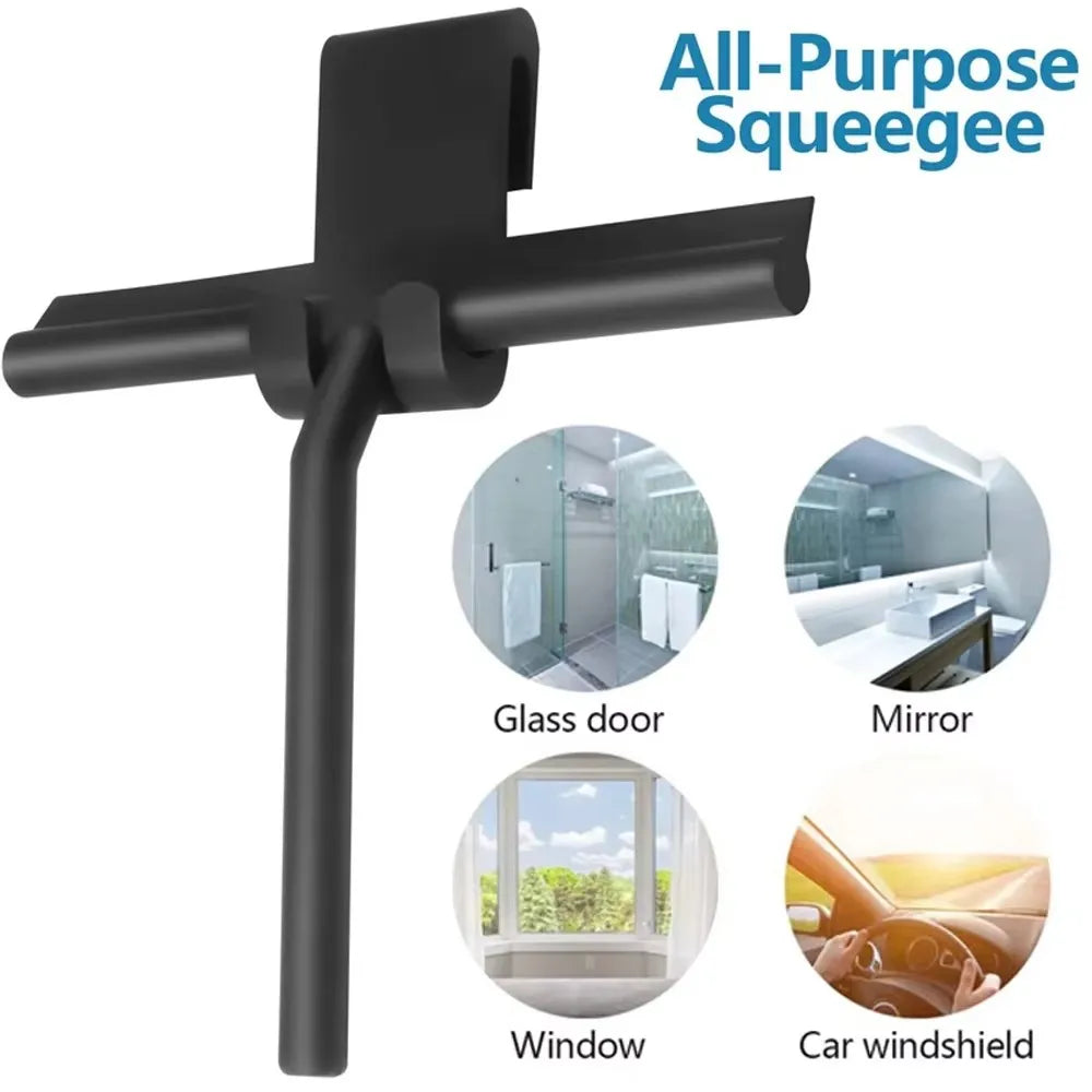 Silicone Shower Squeegee – Glass & Mirror Cleaner with Holder